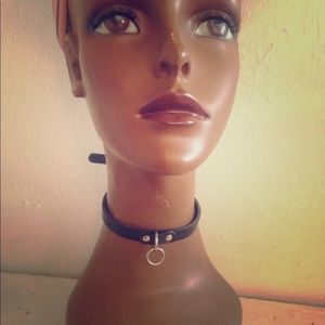 genuine leather o ring collar necklace
